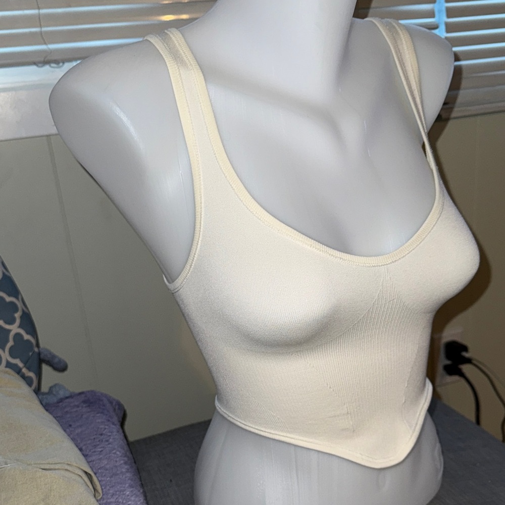 UO Out From Under White Ribbed Tank Top
